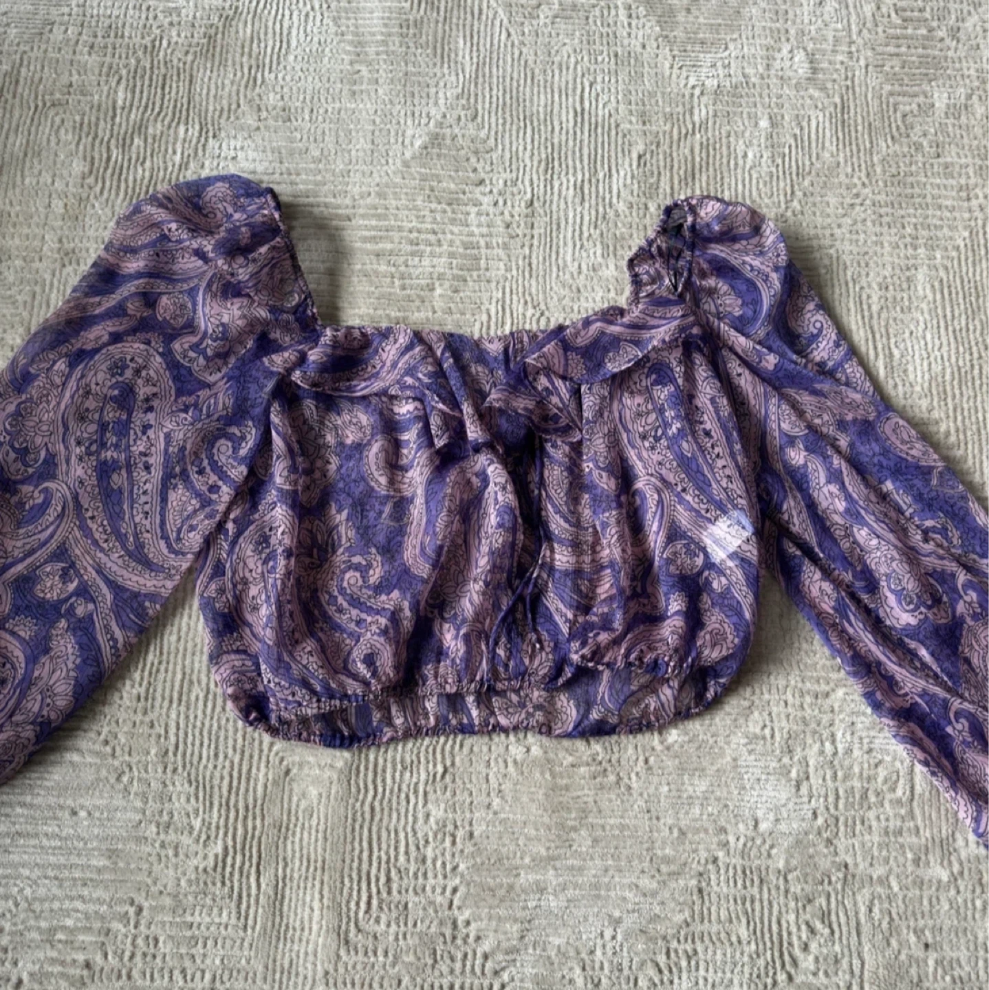 Zara Purple Paisley Crop Top - Size M