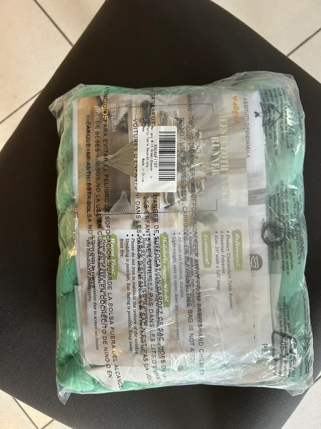 6 Mint Green Cheesecloth Table Runner (New) image indicator(5)