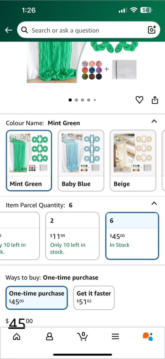 6 Mint Green Cheesecloth Table Runner (New) image indicator(2)