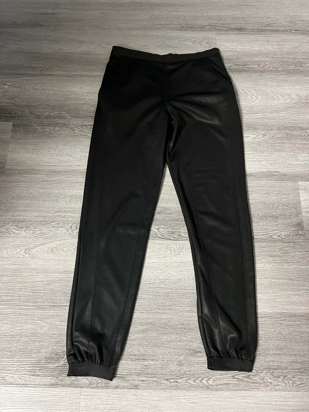 Zara Traluc Black Faux Leather Joggers - Size S thumbnail