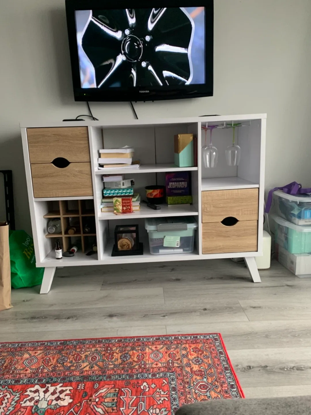 White & Wood Accent Cabinet/Bar