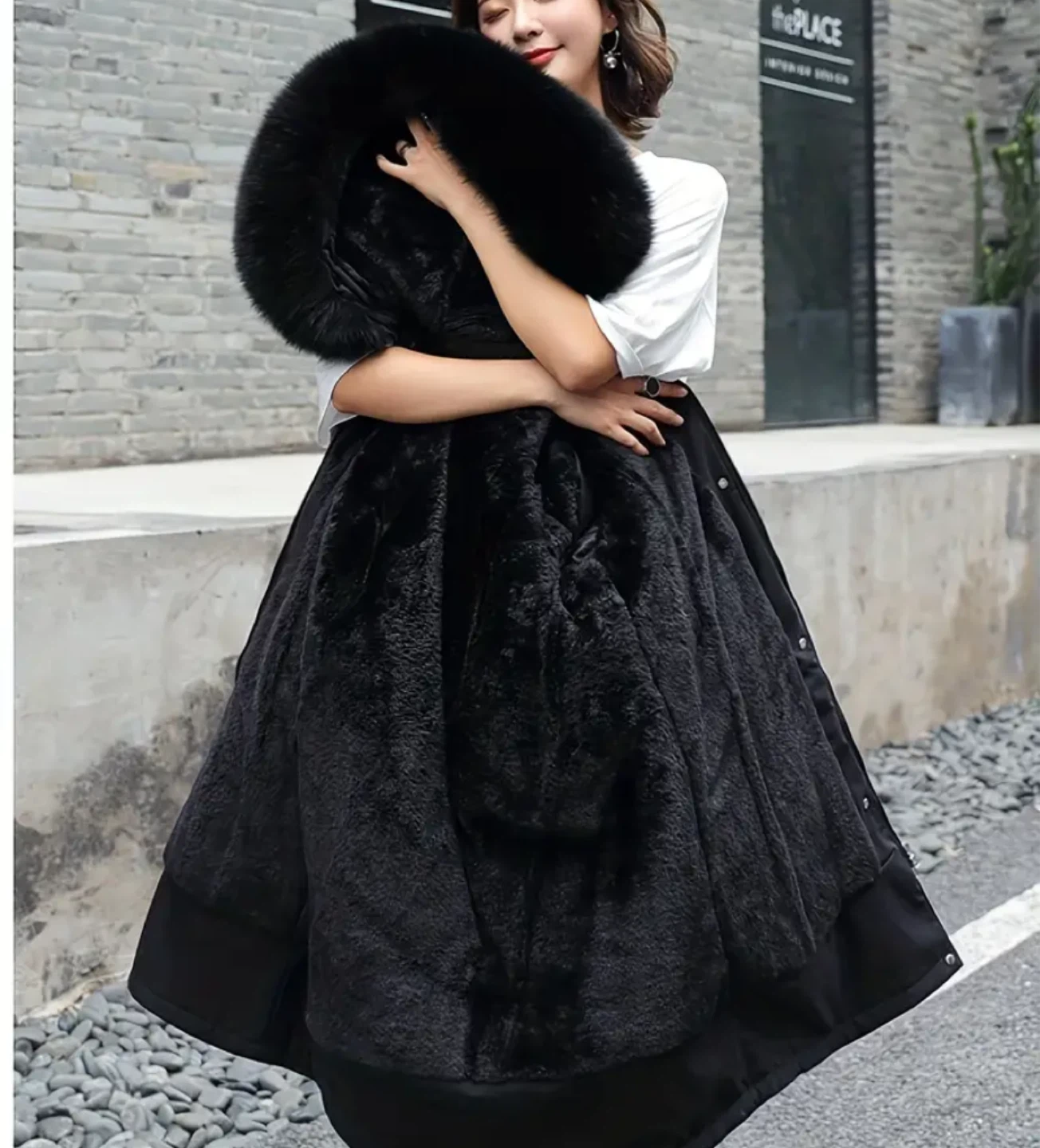 Black Winter Parka with Fur Hood - photo 4