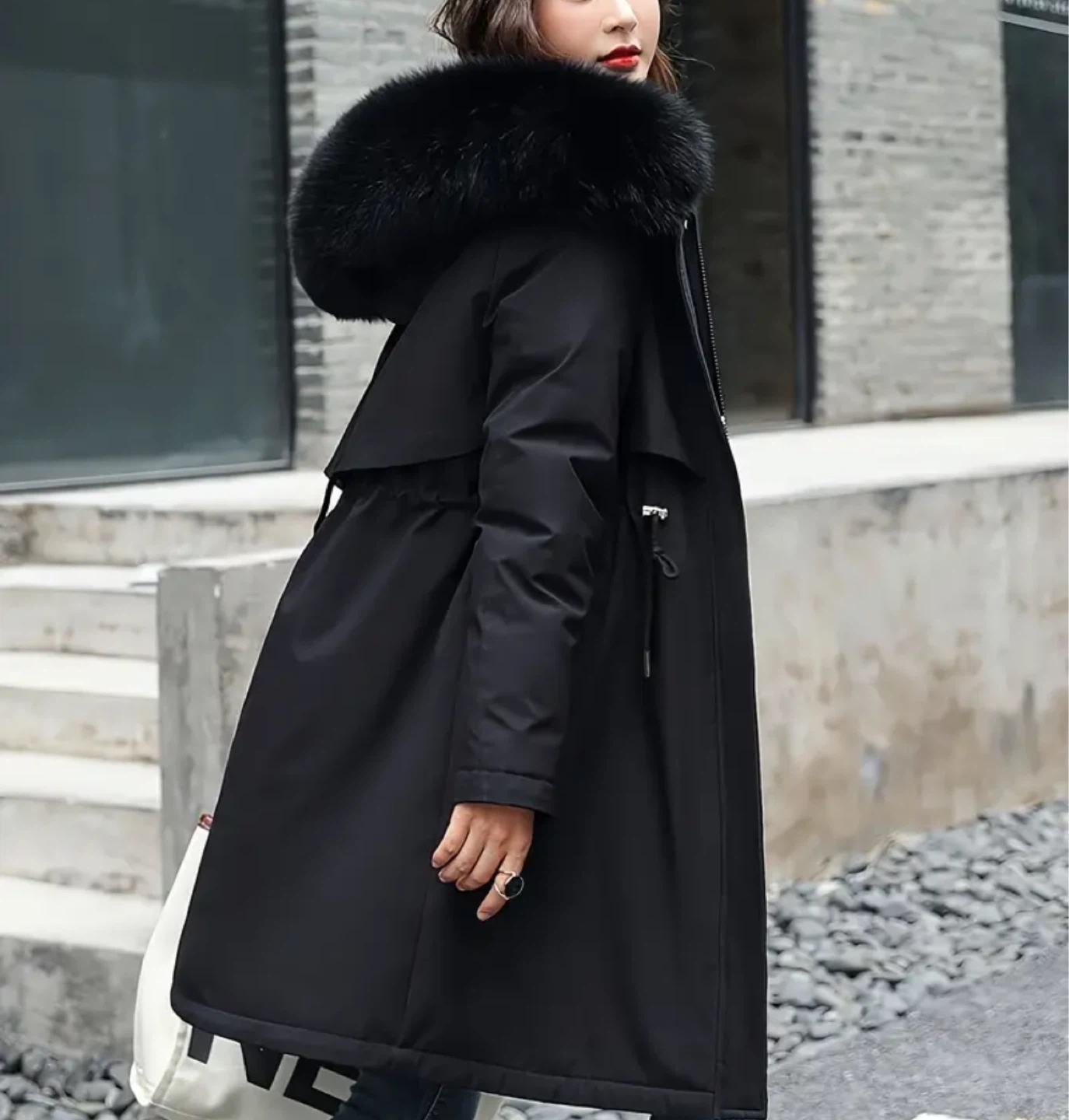 Black Winter Parka with Fur Hood - photo 5