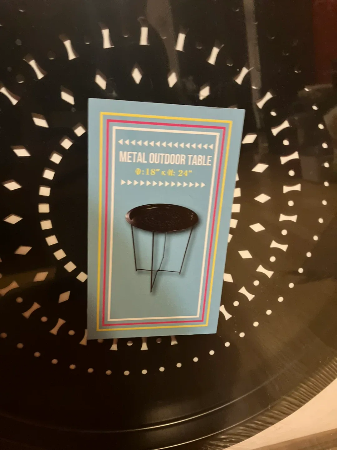 Metal Outdoor Table, Black, 18"x18"x24" image indicator(2)