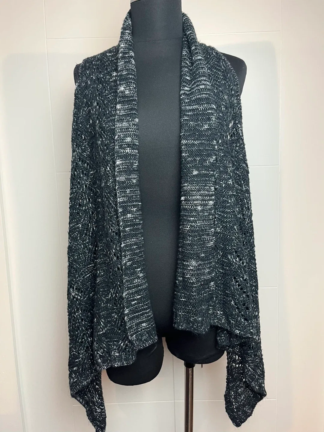 Dots Black Knit Cardigan Vest - Size M
