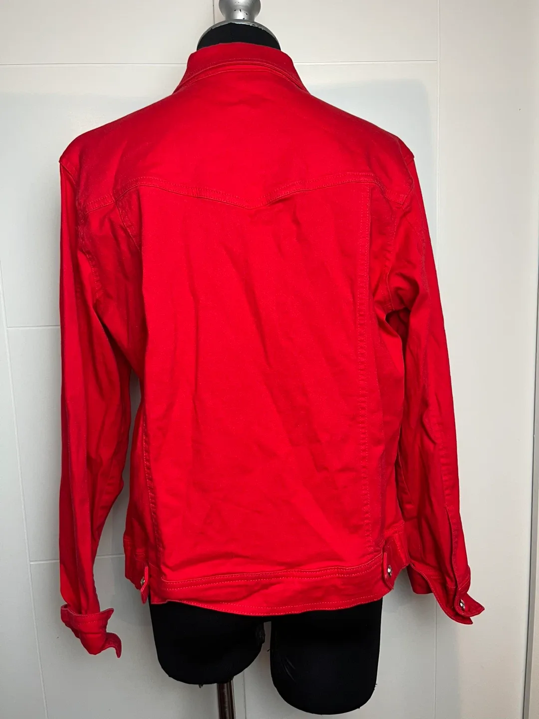 Tea Design Red Denim Jacket - Size Medium image indicator(3)