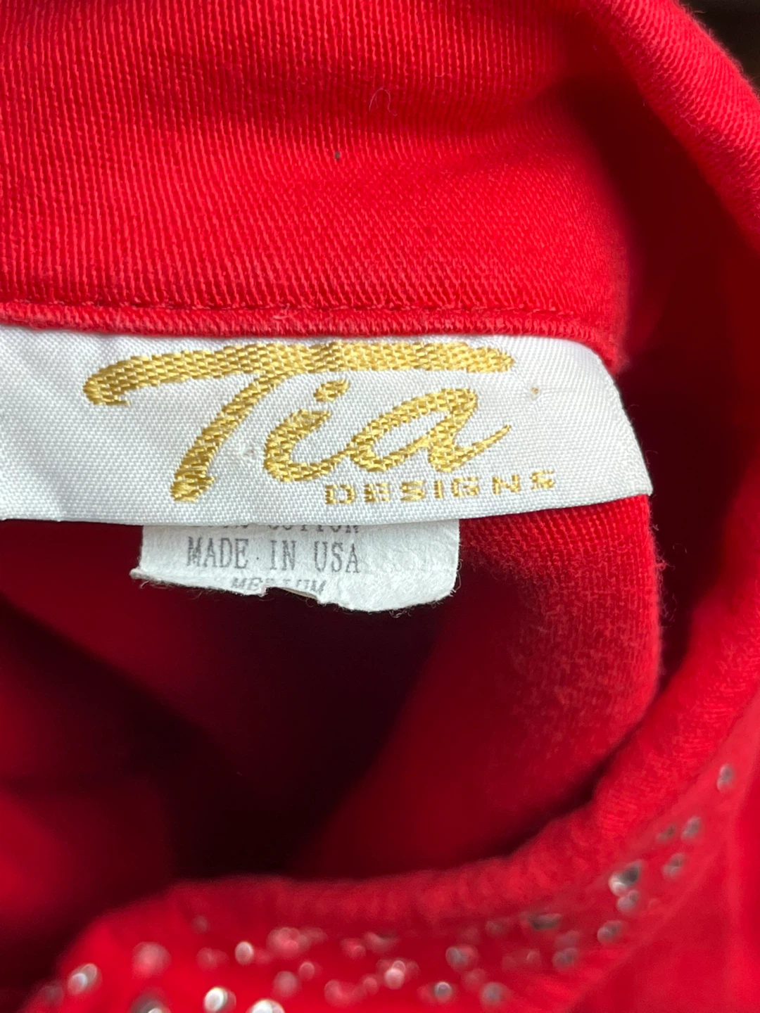 Tea Design Red Denim Jacket - Size Medium - photo 5