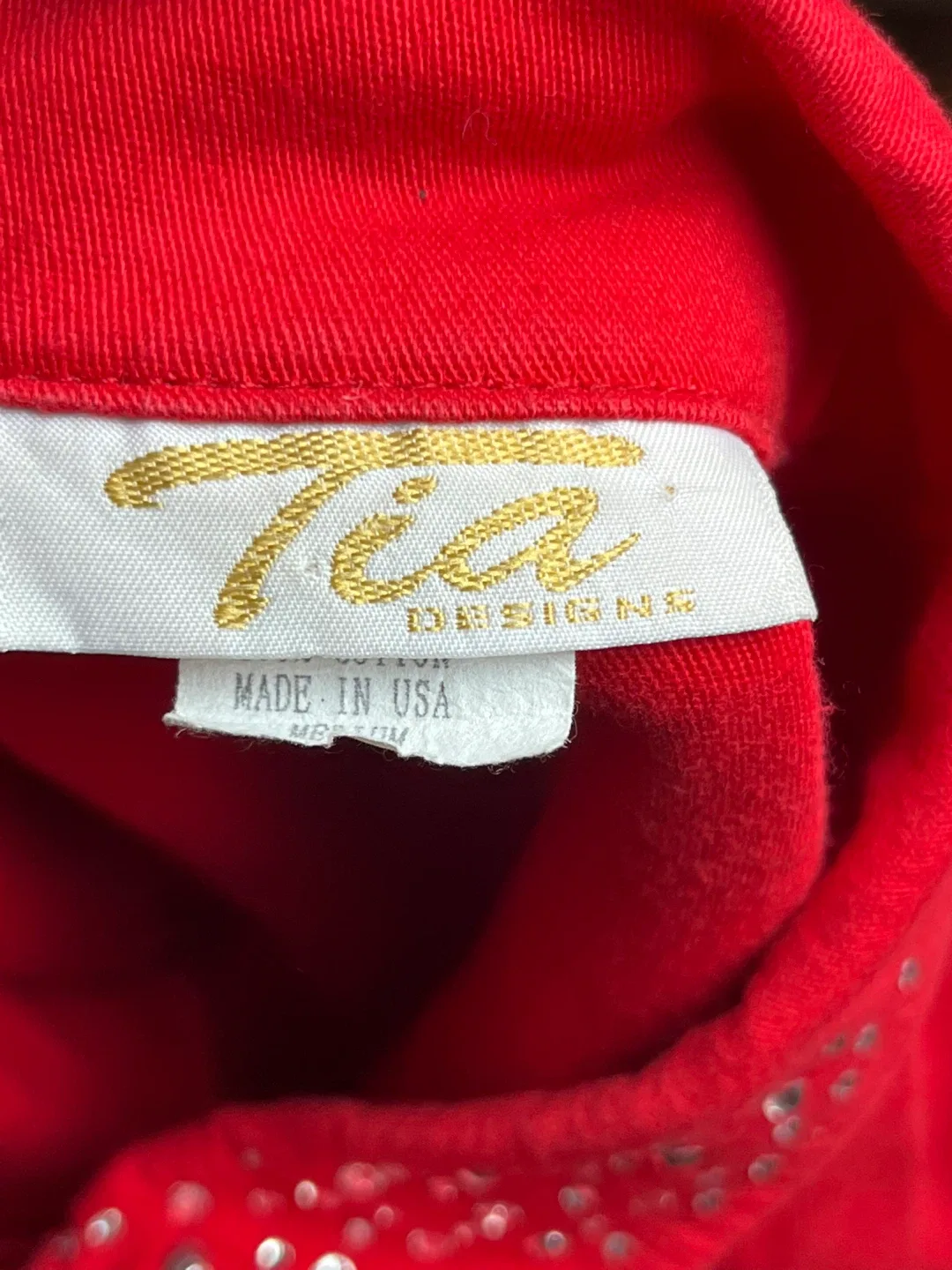 Tea Design Red Denim Jacket - Size Medium image indicator(5)