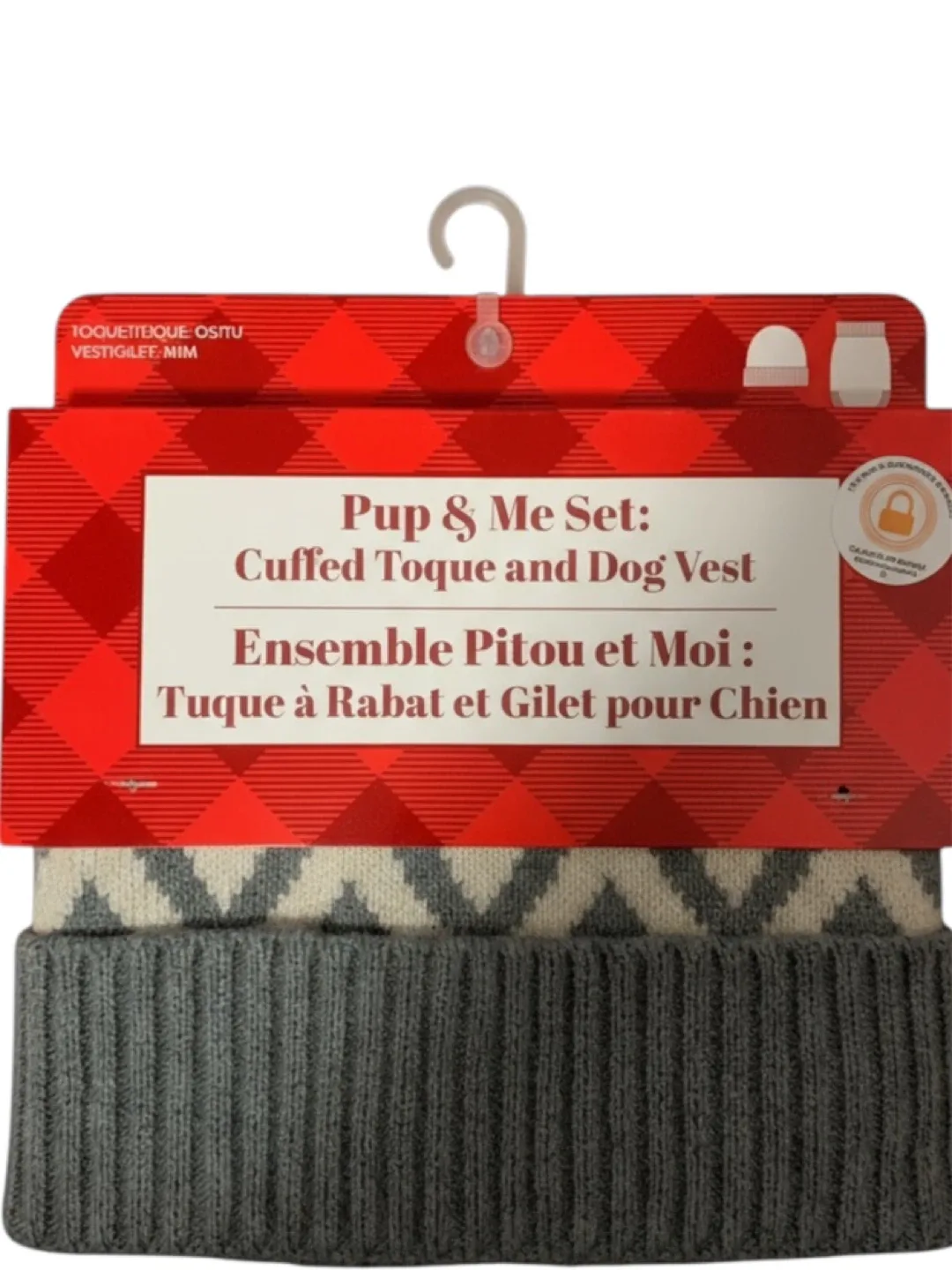 Pup & Me Set: Cuffed Toque and Dog Vest – Grey Pattern image indicator(2)