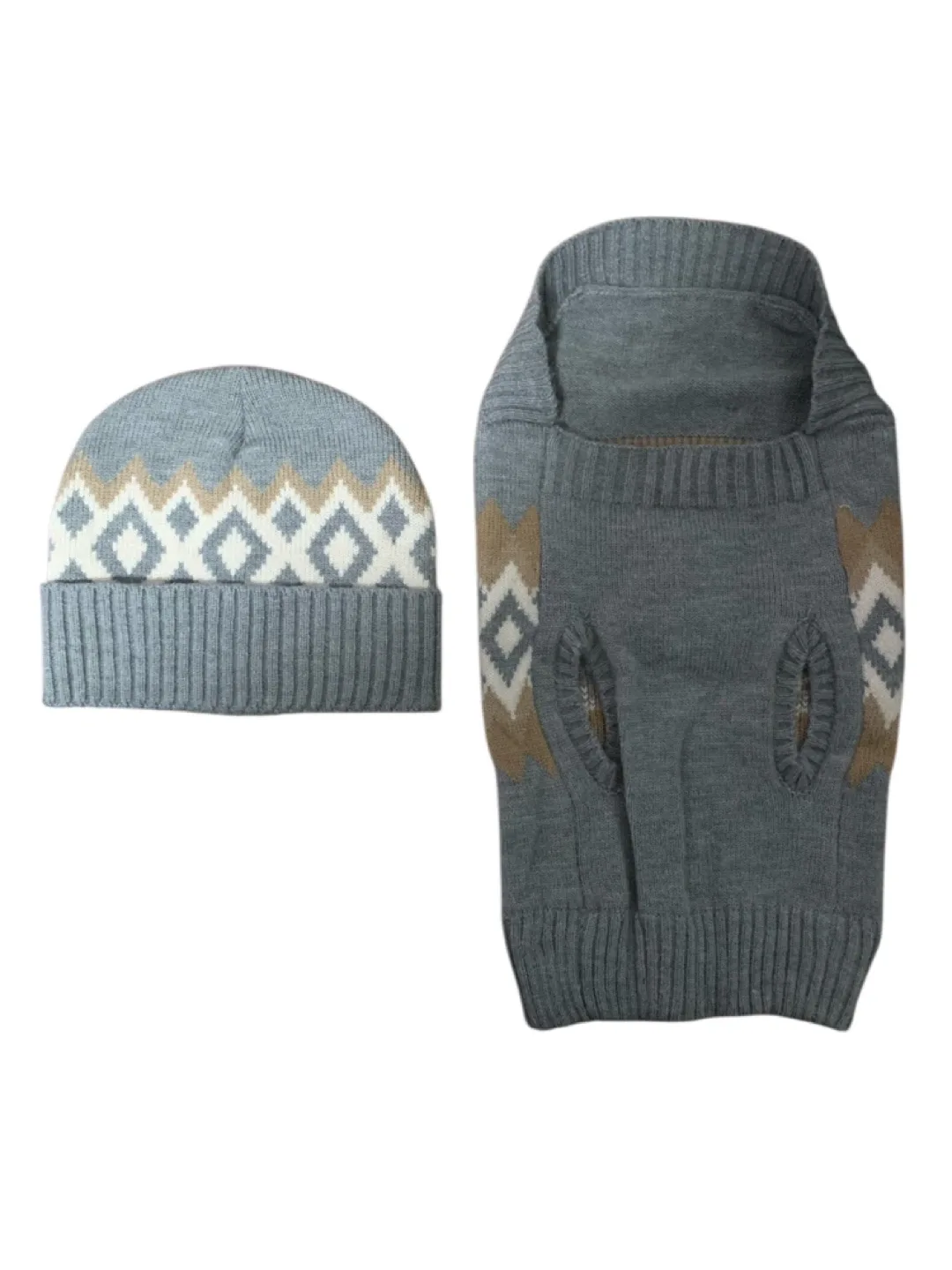 Pup & Me Set: Cuffed Toque and Dog Vest – Grey Pattern image indicator(5)