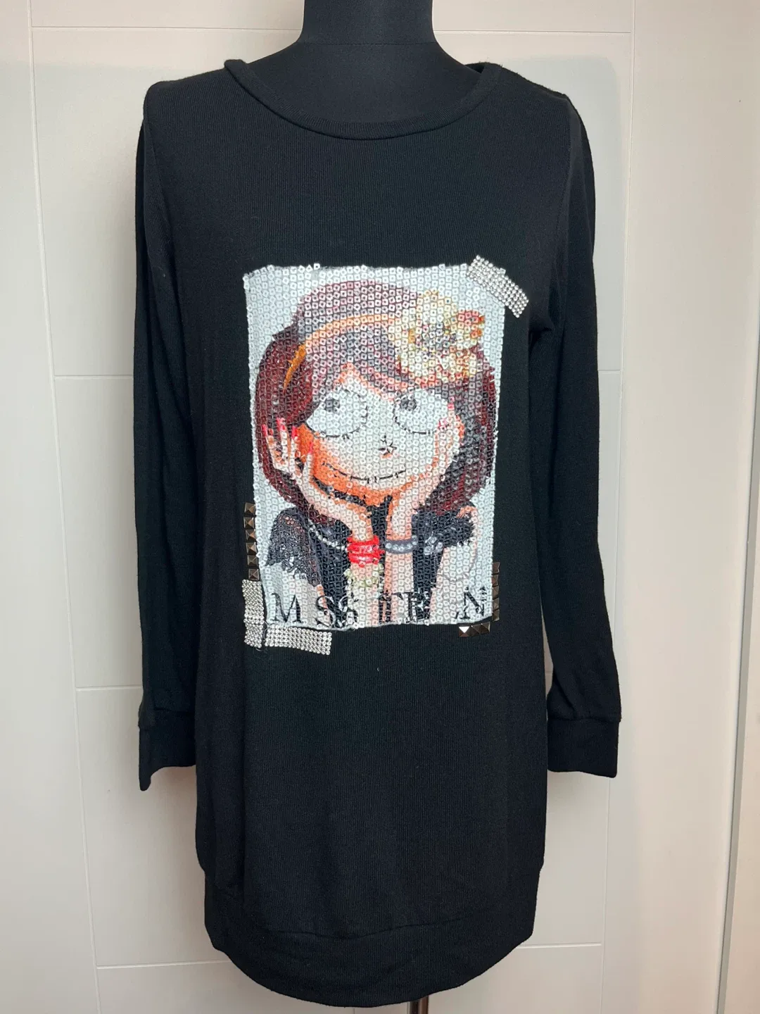 Miss Teen Black Long Sleeve dress Size M