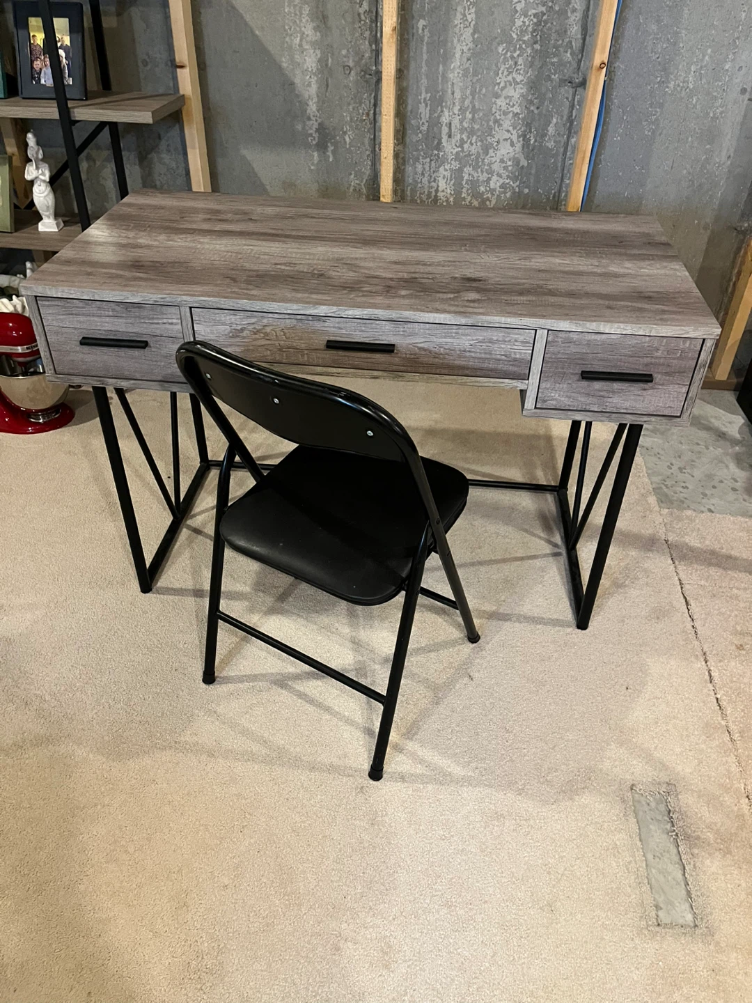 Grey Wood and Black Metal Desk - photo 5
