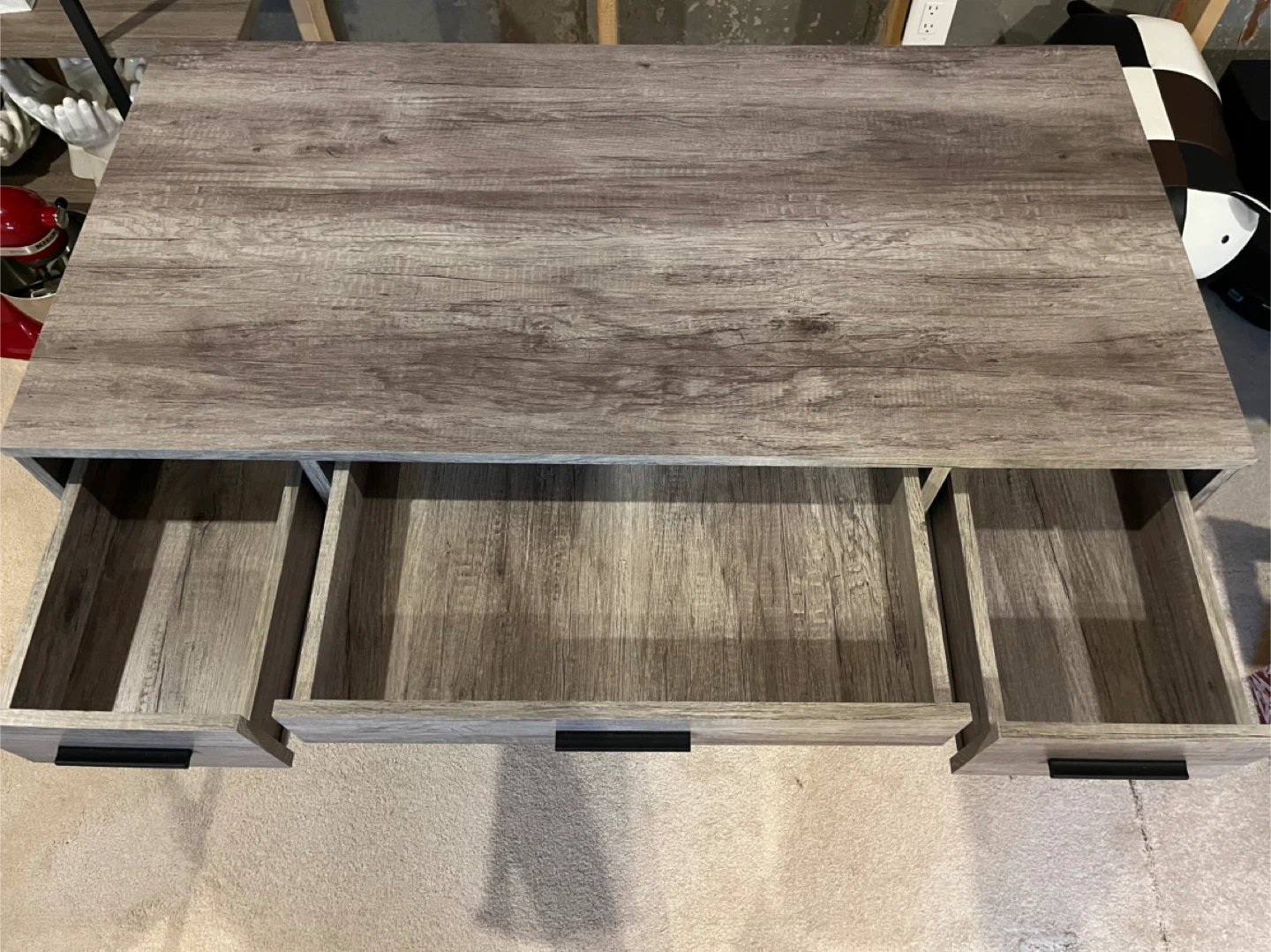 Grey Wood and Black Metal Desk - photo 2