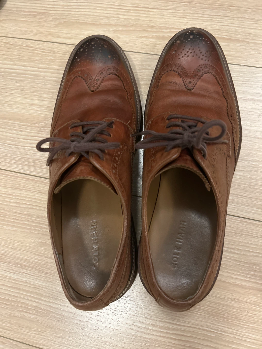 Cole Haan Brown Leather Wingtip Dress Shoes size 10.5