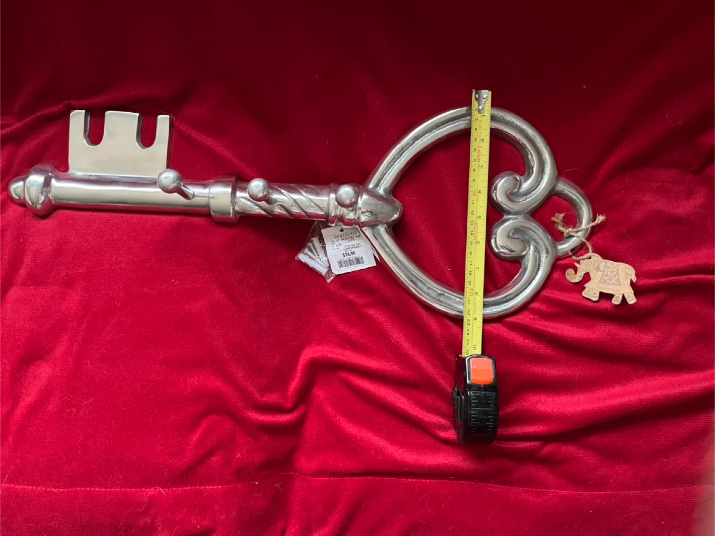 Silver Metal Key Wall Decor with Hooks - photo 3