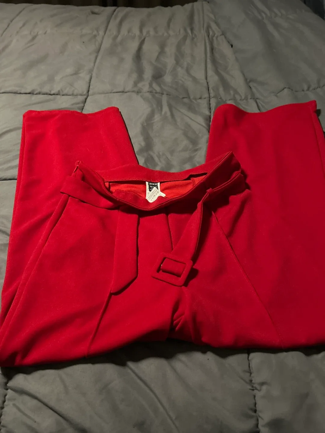 Shein Red Wide Leg Pants - Size L image indicator(2)