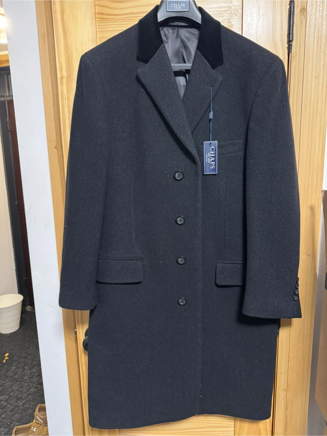 Chaps Black Cashmere Wool Blend Overcoat - Size 42R - photo 2