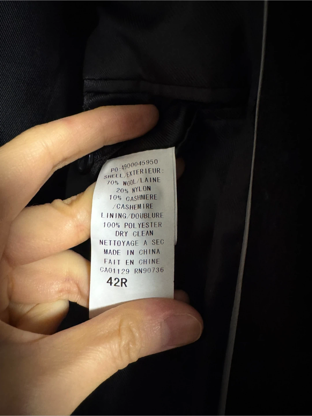 Chaps Black Cashmere Wool Blend Overcoat - Size 42R - photo 5