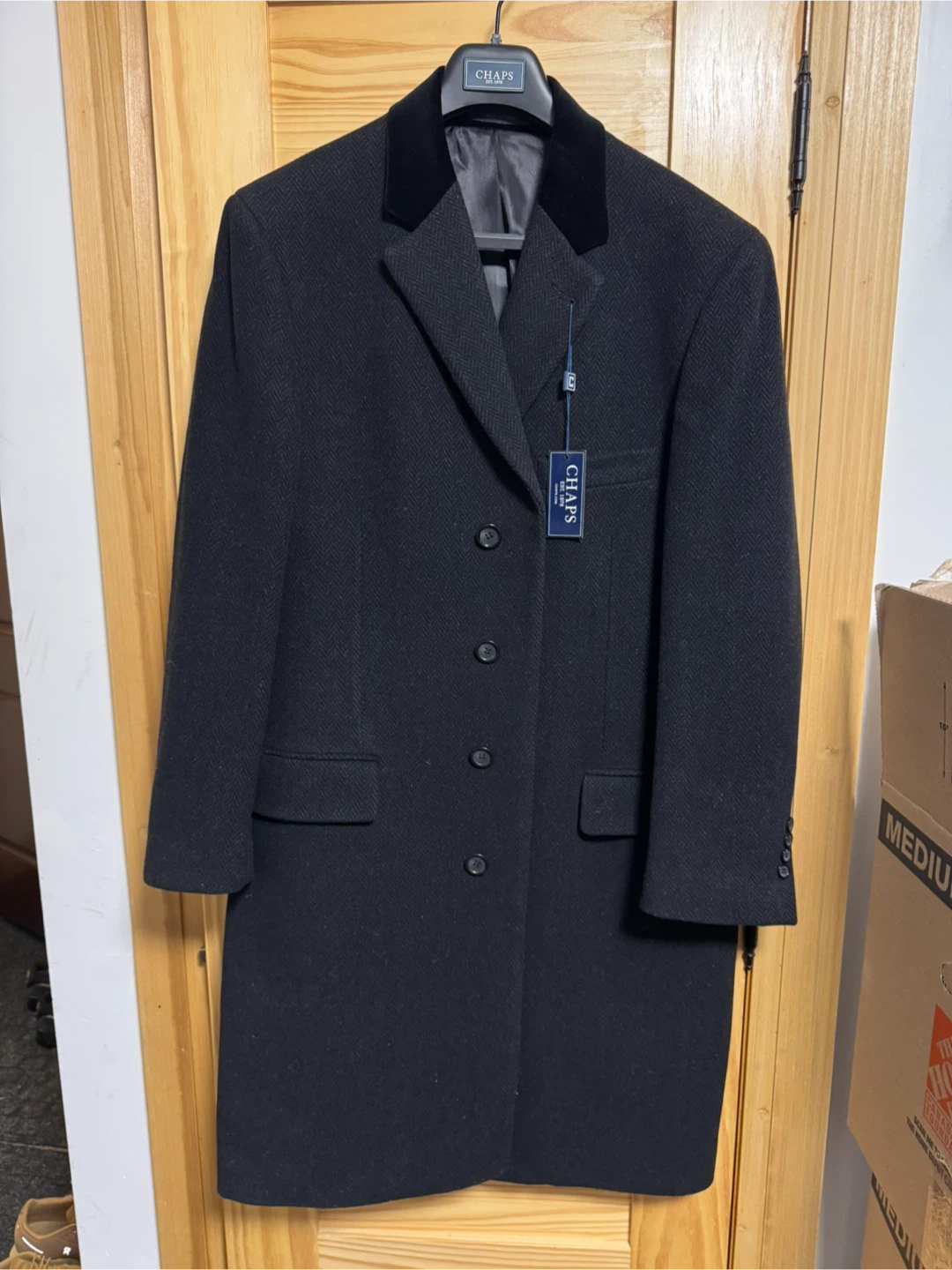 Chaps Black Cashmere Wool Blend Overcoat - Size 42R