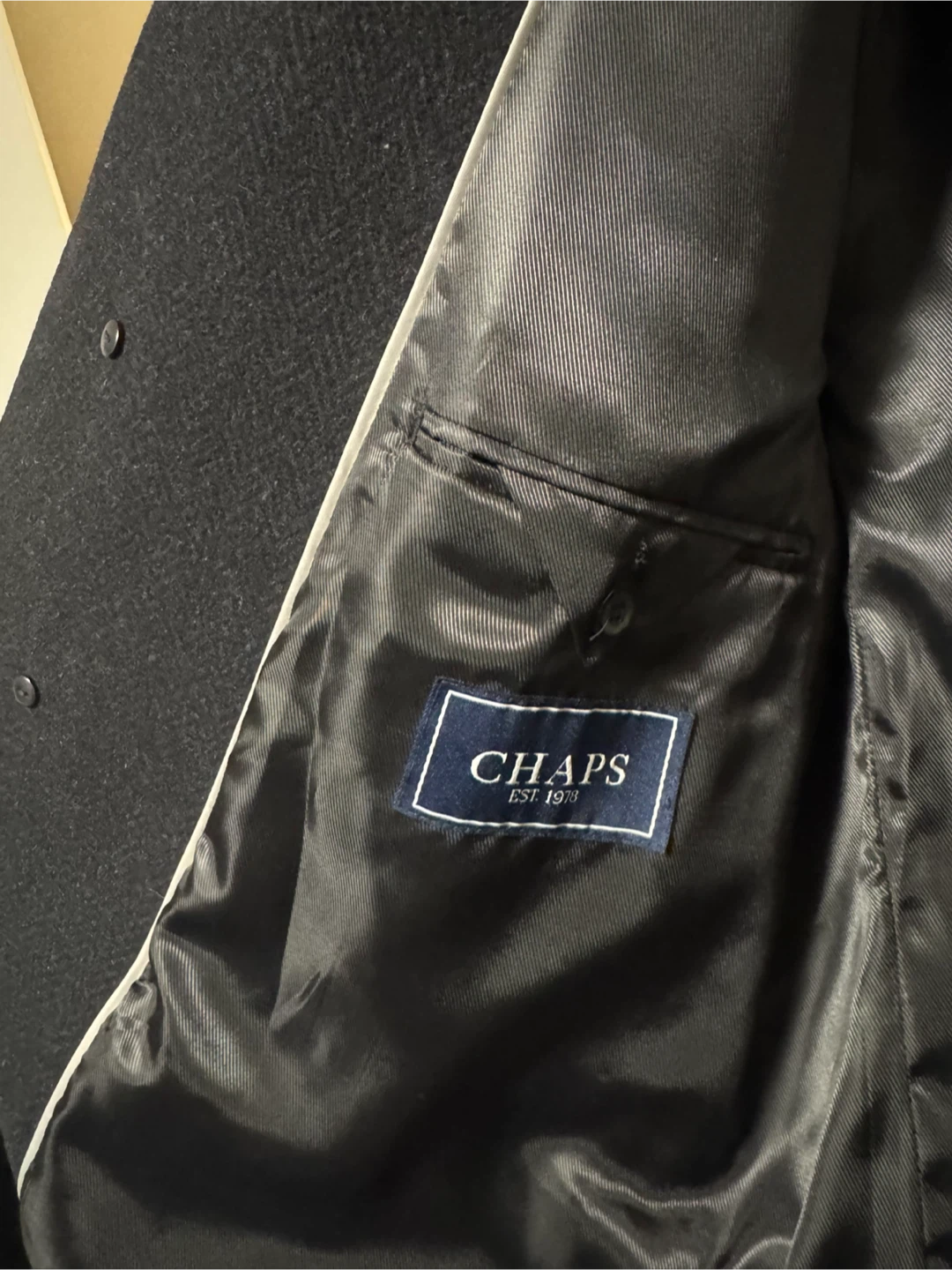 Chaps Black Cashmere Wool Blend Overcoat - Size 42R - photo 4
