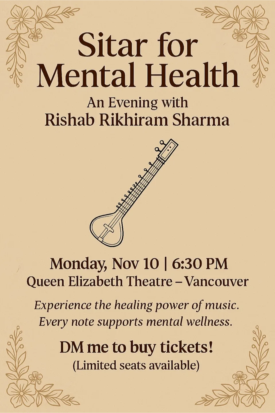 Sitar for Mental Health Tickets by Rishab Rikhiram Sharma image indicator(2)