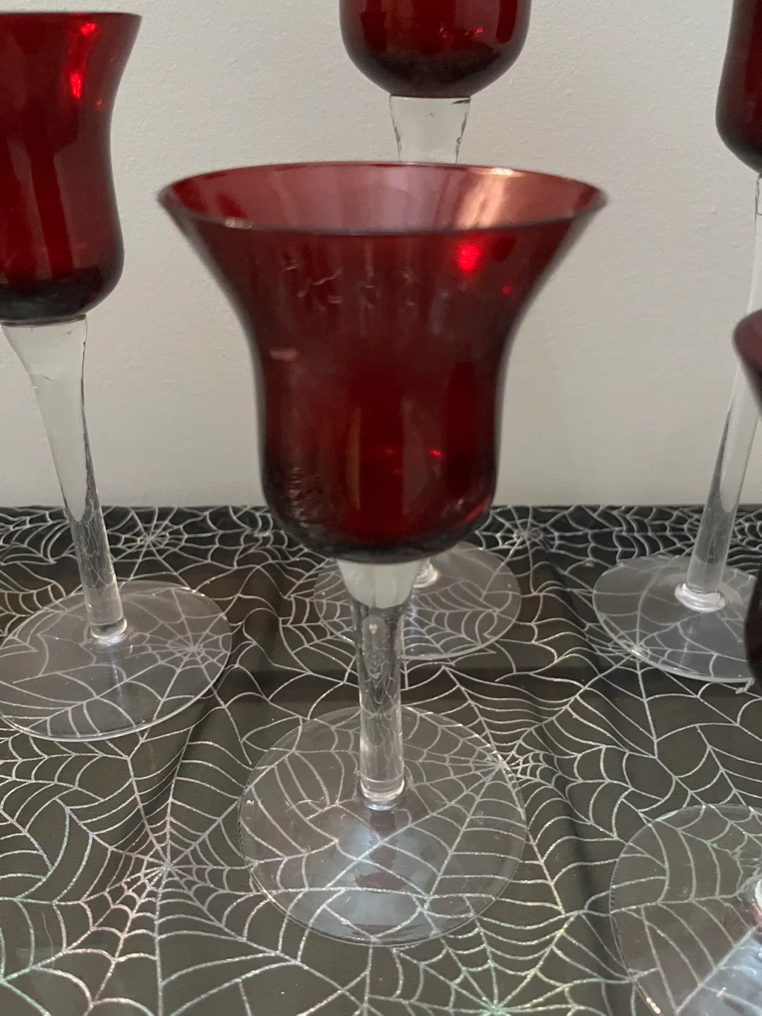 Red Glass Candle Holders - Set of 5 image indicator(2)