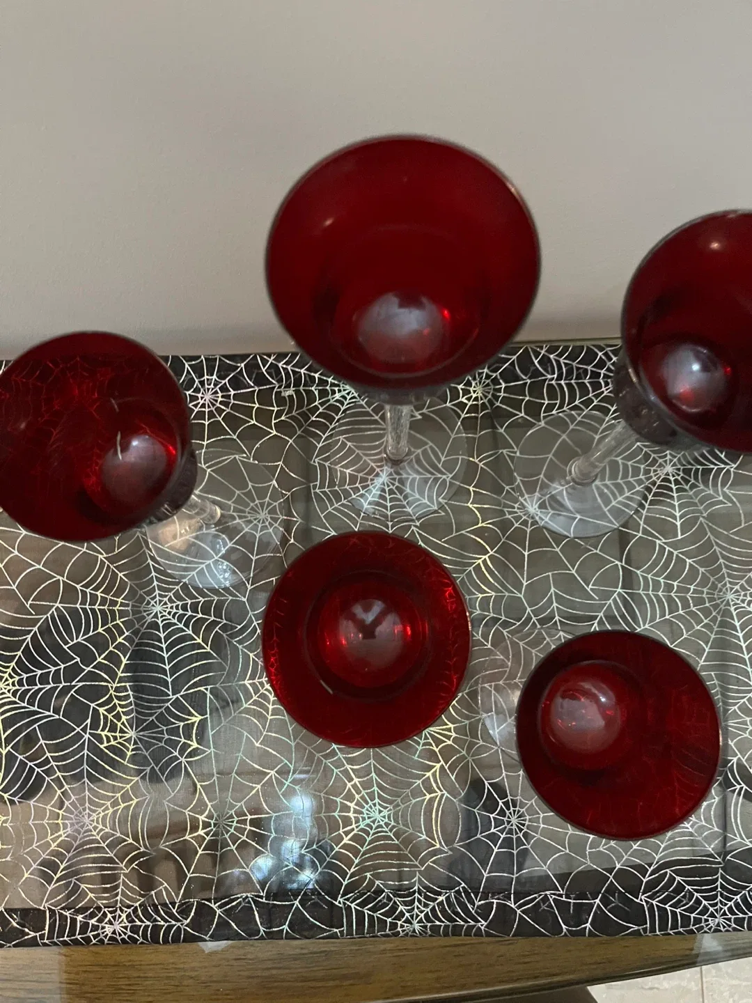 Red Glass Candle Holders - Set of 5 image indicator(4)