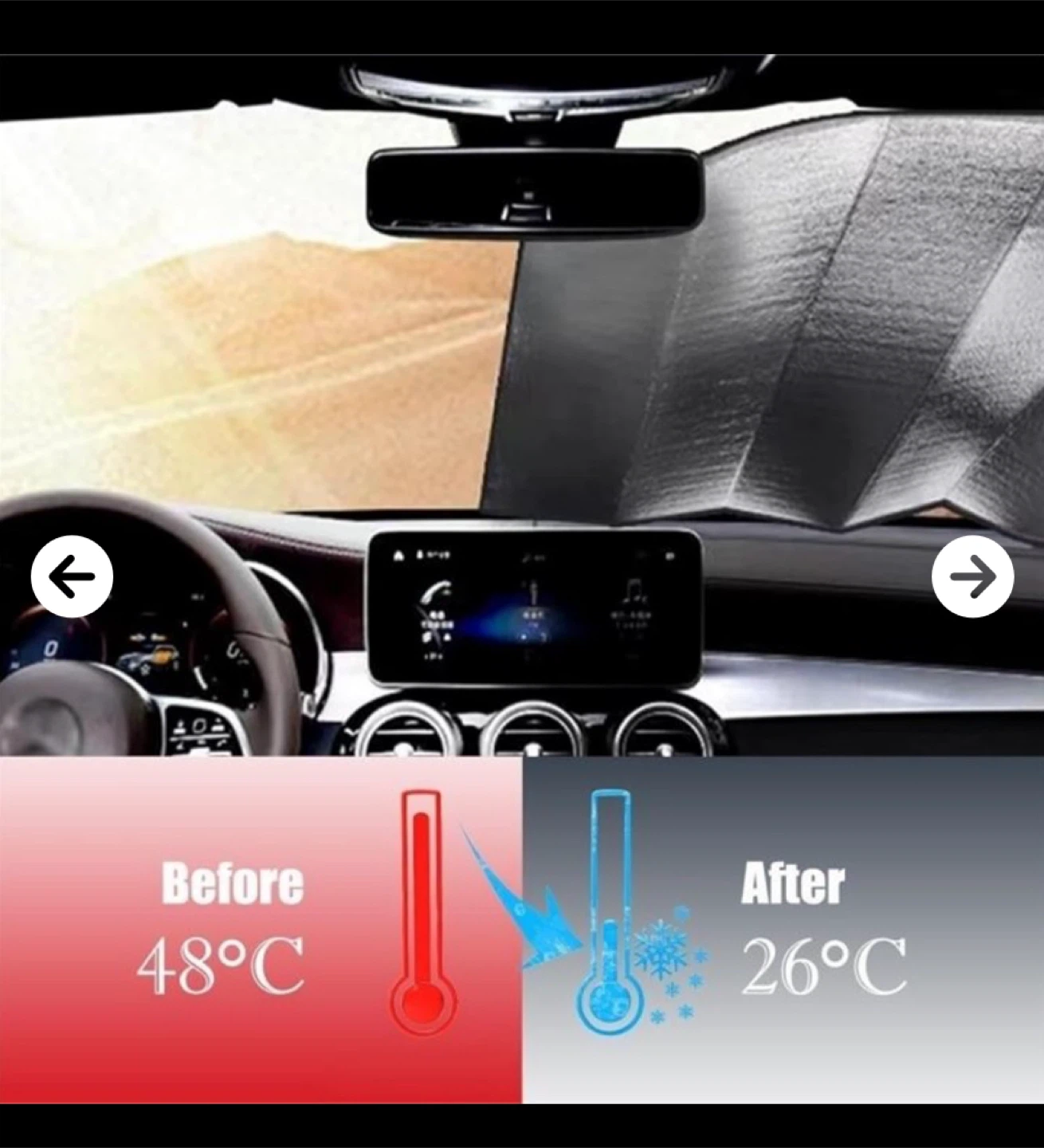 1 PC Car Front Windshield Sun Visor, 55.1x27.5 - photo 3
