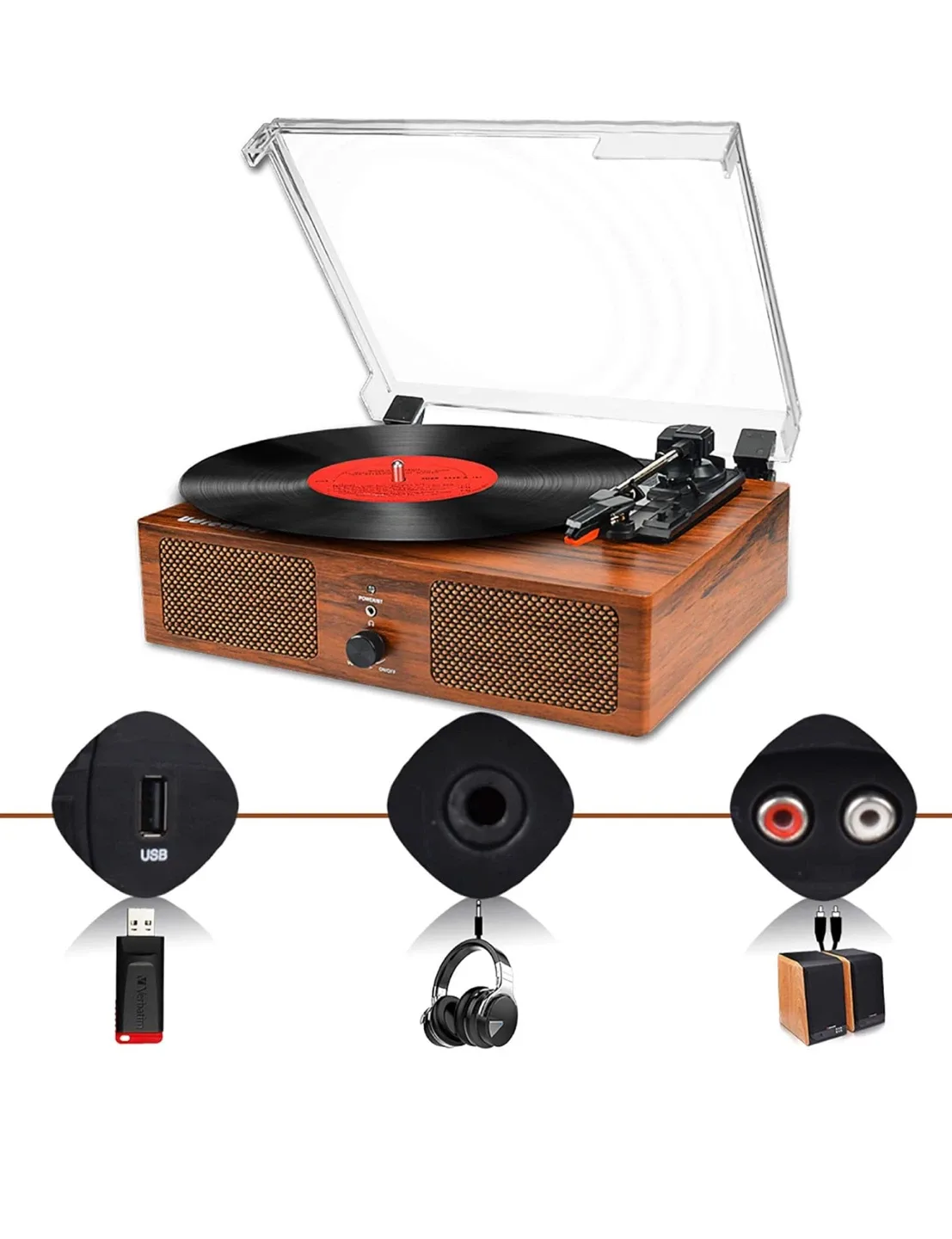 Udreamer Turntable with Speakers image indicator(3)