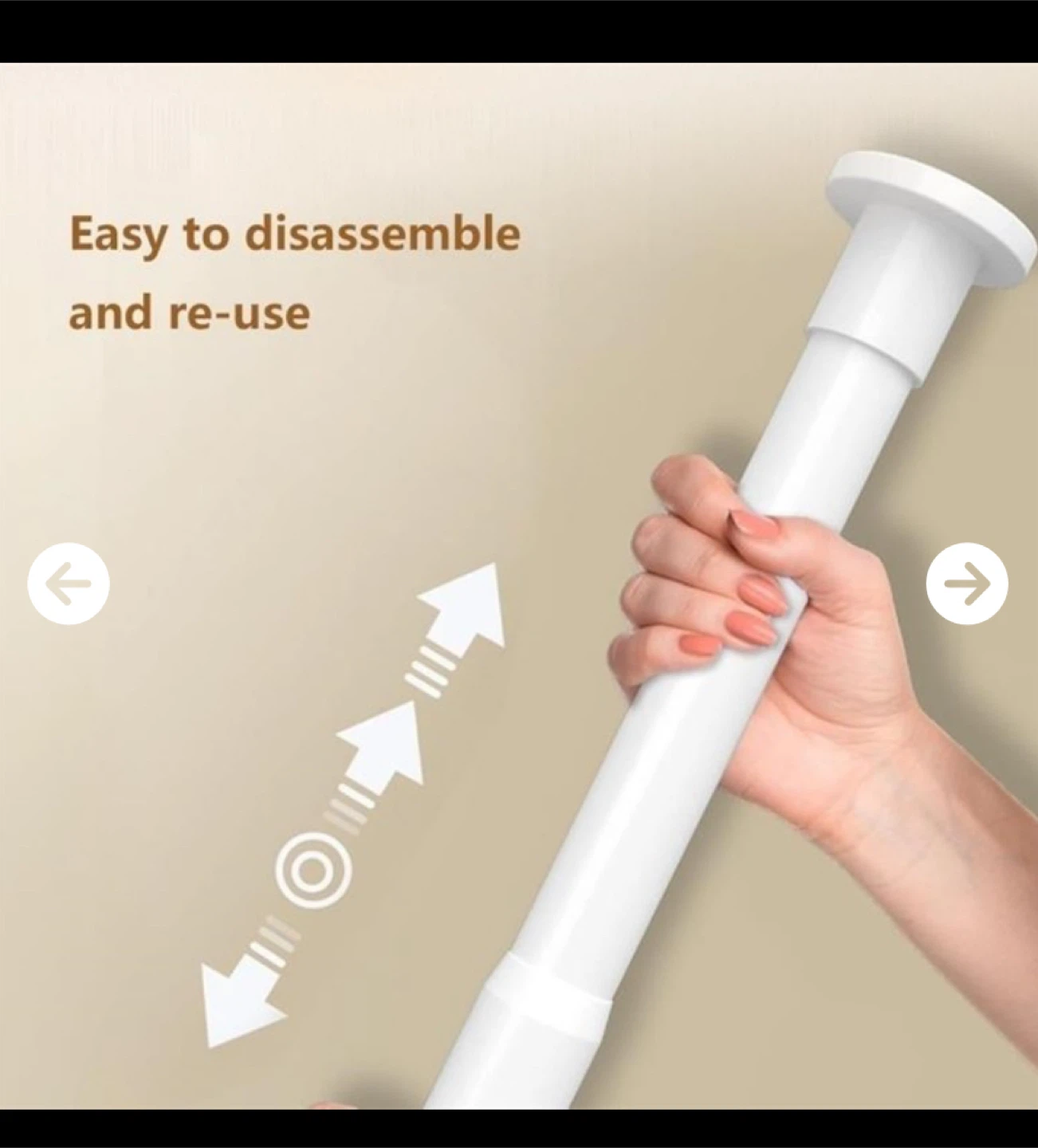 No Drilling Shower Curtain Rod 28-43 in Black