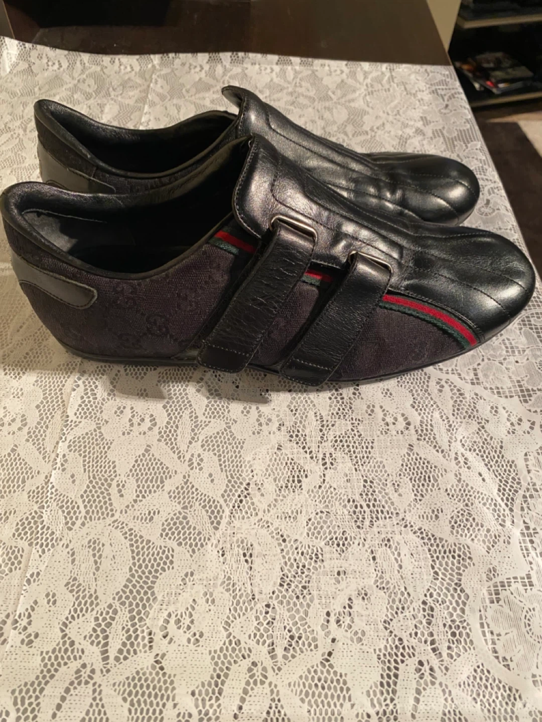 Original Gucci GG Monogram Supreme Leather Sneakers Sz 7.5