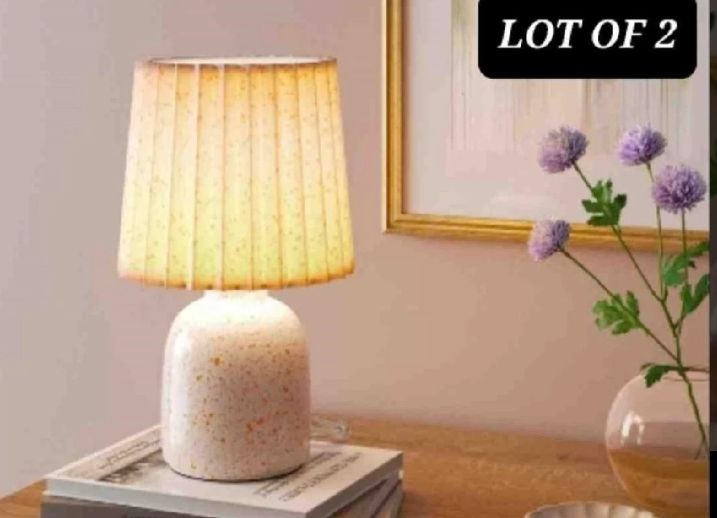 Mini Printed Ceramic Table Lamp, Set of 2 - photo 2