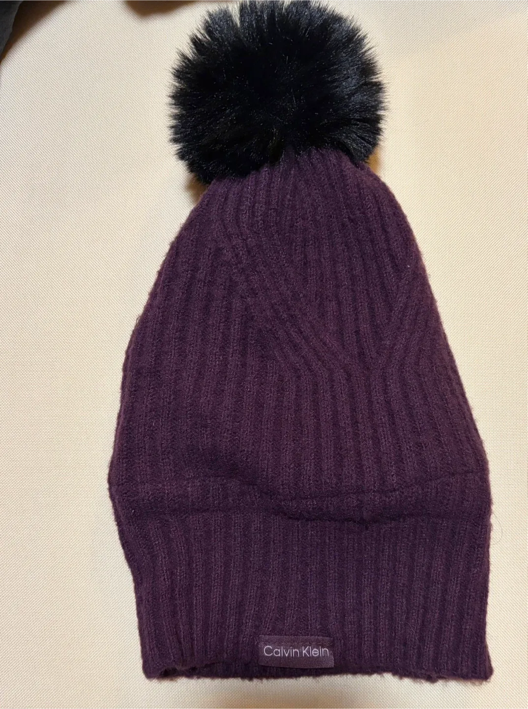 Calvin Klein Purple Pom Pom Beanie thumbnail