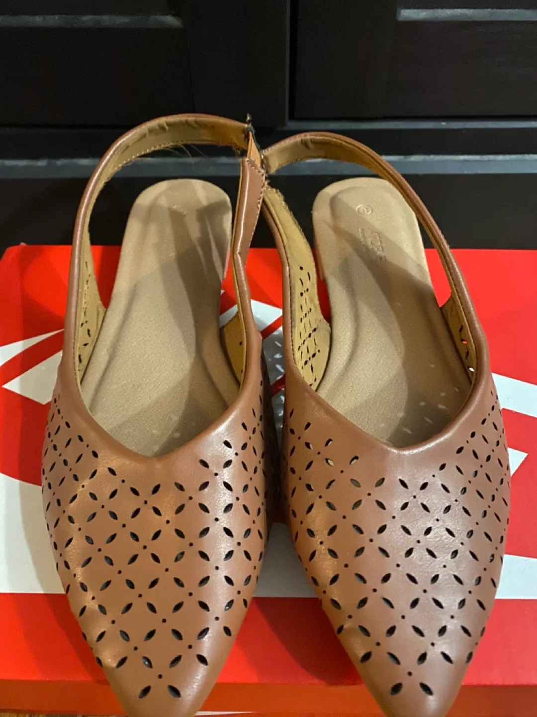 Brown Slingback Flats - Size 8