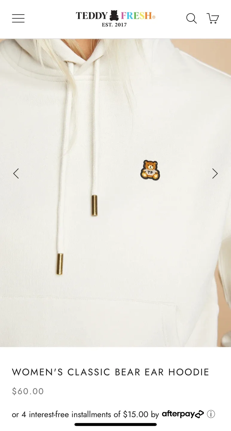 Teddy Fresh Women's Classic Bear Ear Hoodie image indicator(4)
