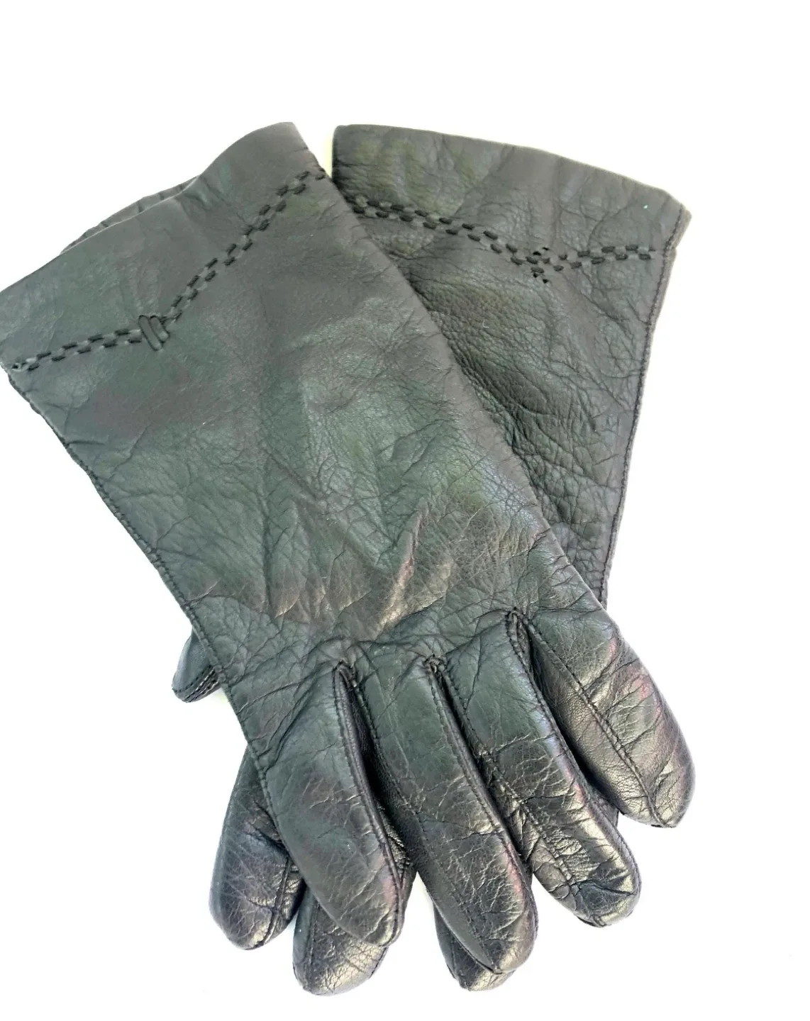 Women's 100% Leather Black Driving Gloves Size Large thumbnail