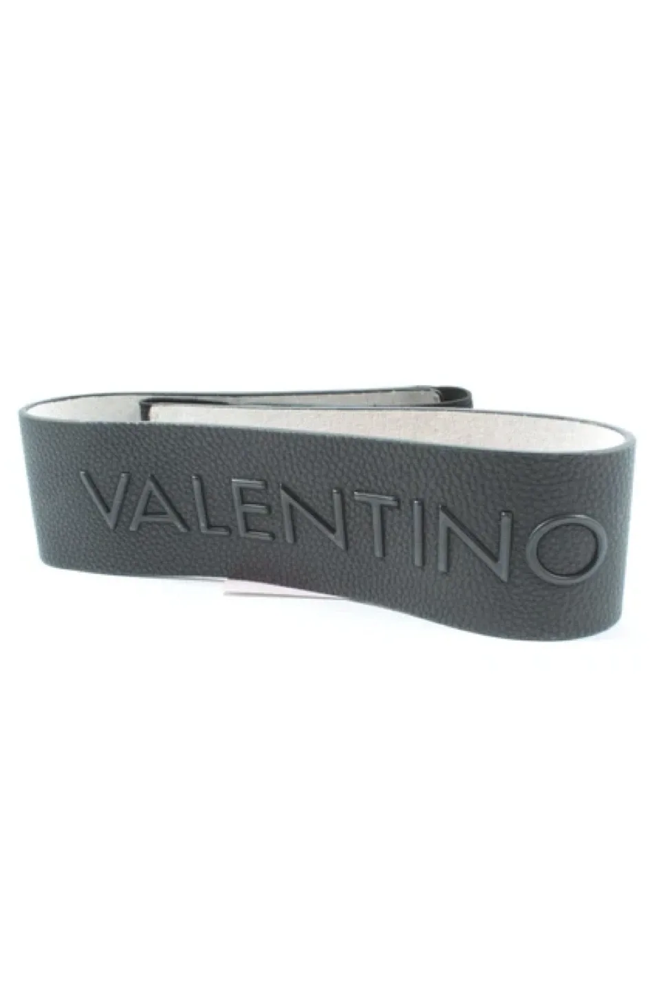 Valentino by Mario Valentino Black Faux Leather Belt