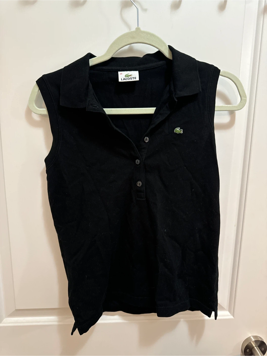 Lacoste Black Sleeveless Polo Shirt - Size 40