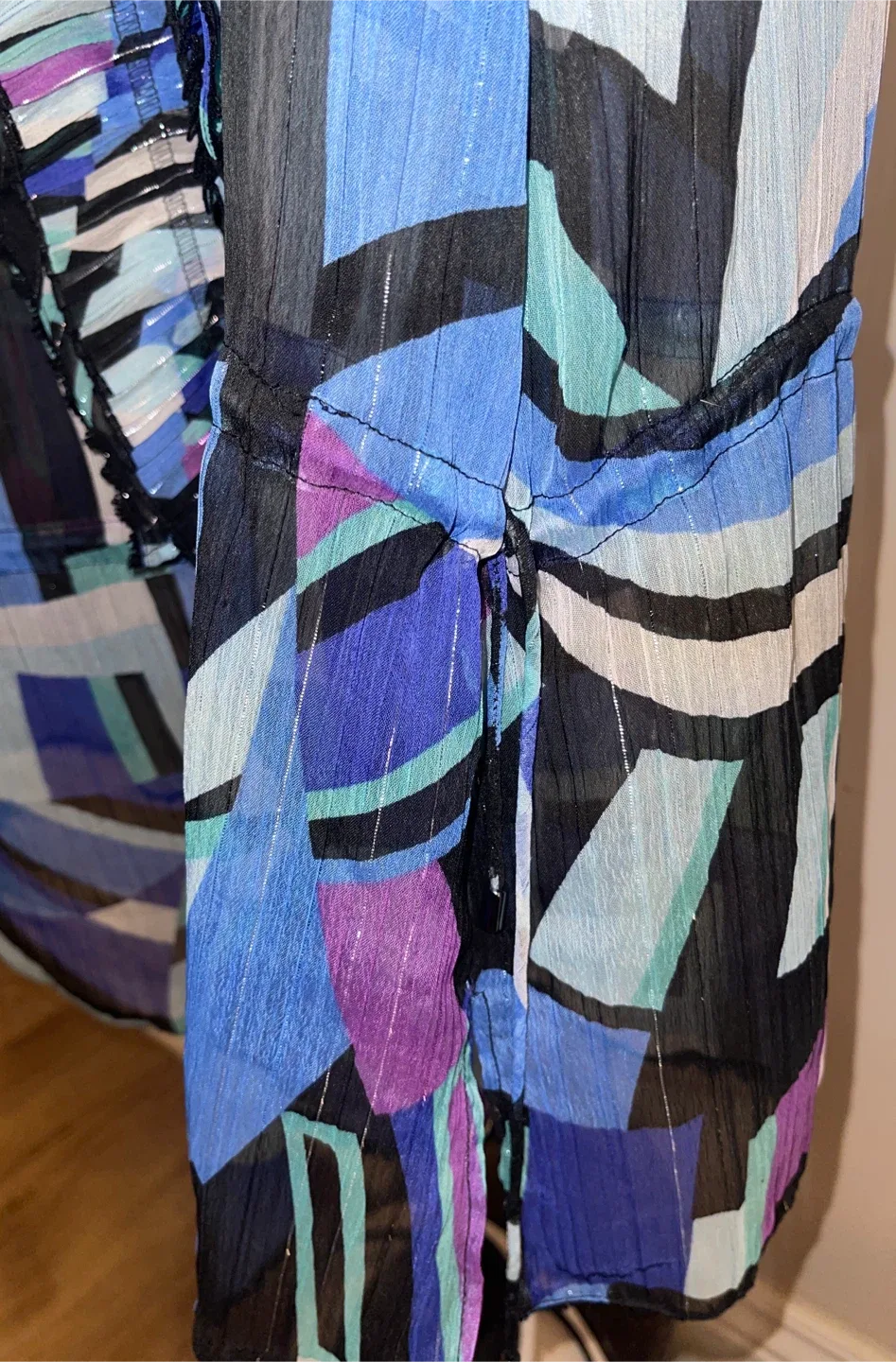 Marc Cain Abstract Print Sheer Ruffled Blouse/Dress size 12 image indicator(6)