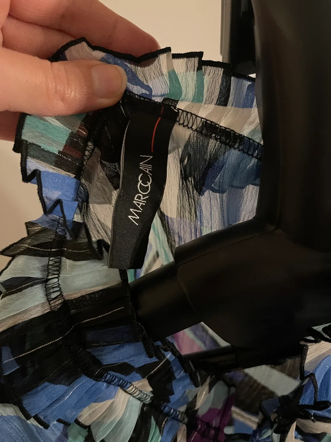 Marc Cain Abstract Print Sheer Ruffled Blouse/Dress size 12 image indicator(7)