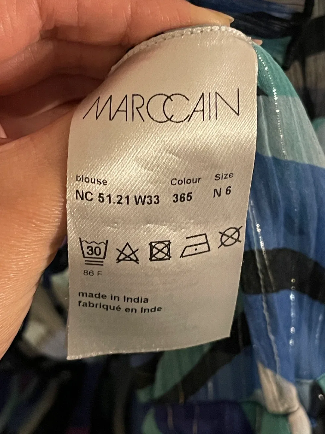 Marc Cain Abstract Print Sheer Ruffled Blouse/Dress size 12 image indicator(9)