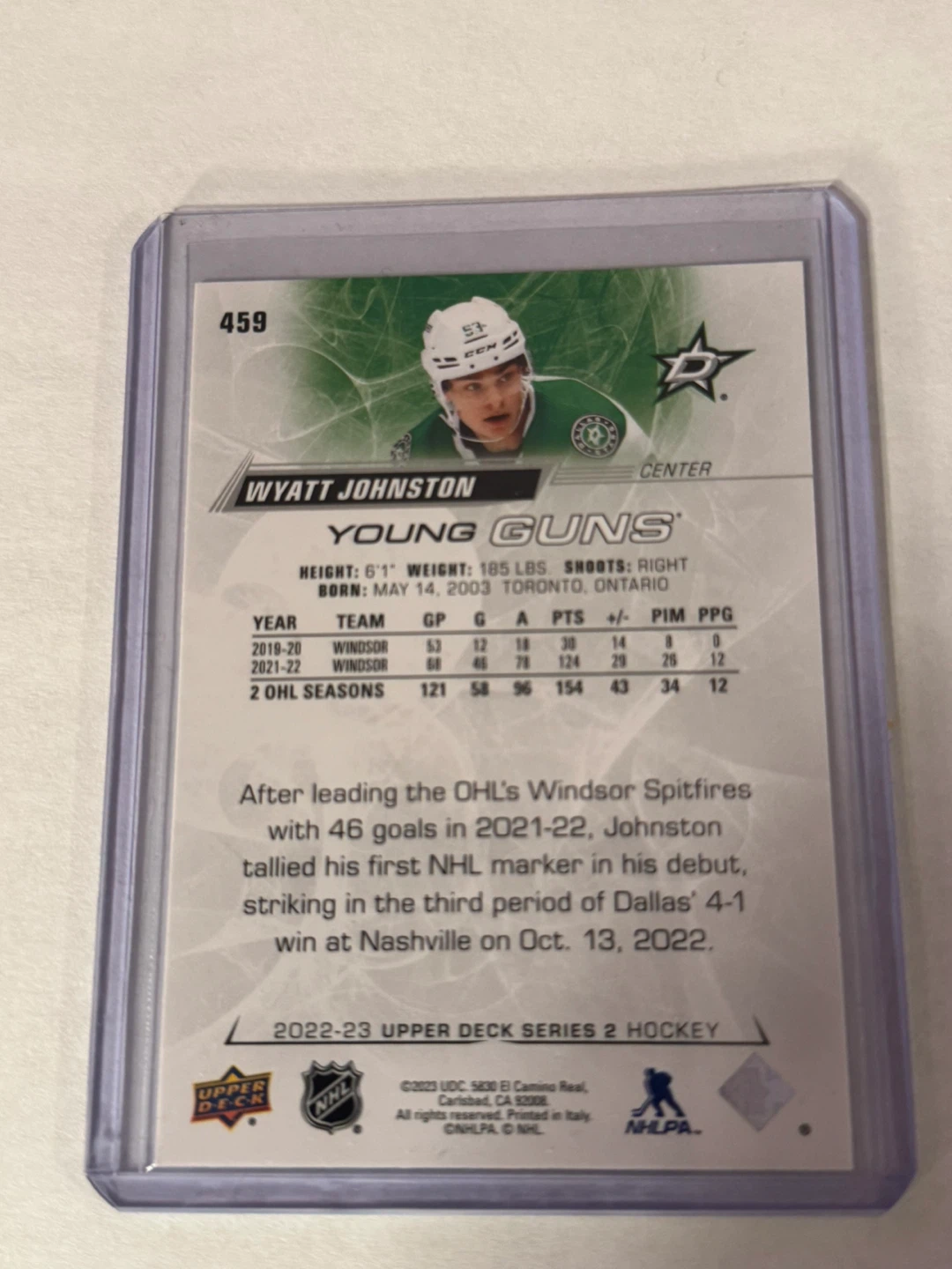 Upper Deck Young Guns Wyatt Johnston - photo 2