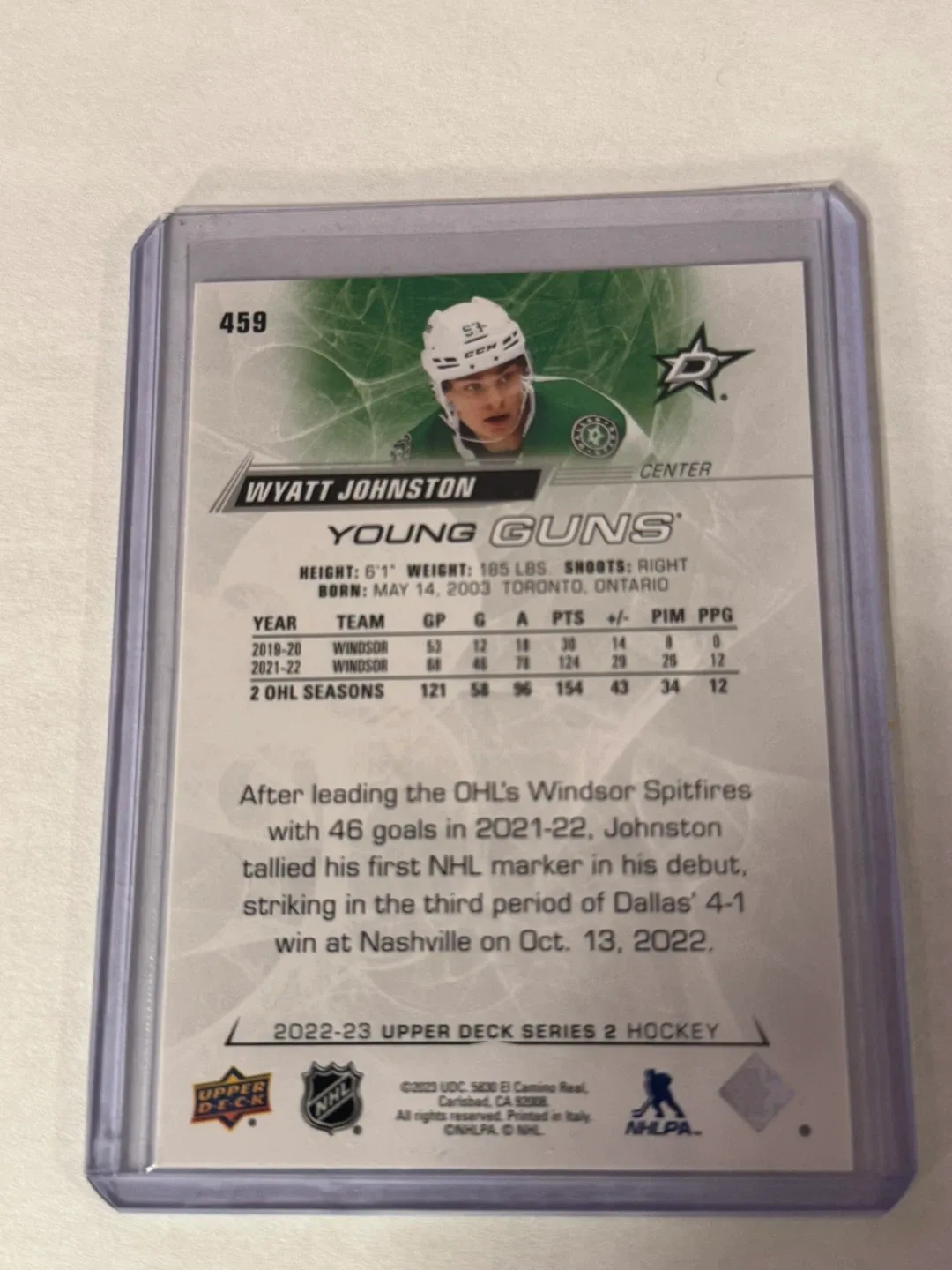 Upper Deck Young Guns Wyatt Johnston image indicator(2)