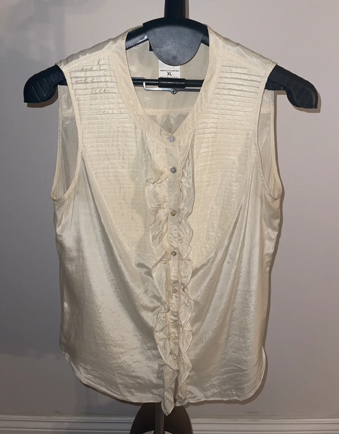 Max Mara Weekend Cream Ruffled Button-Down Blouse size 12