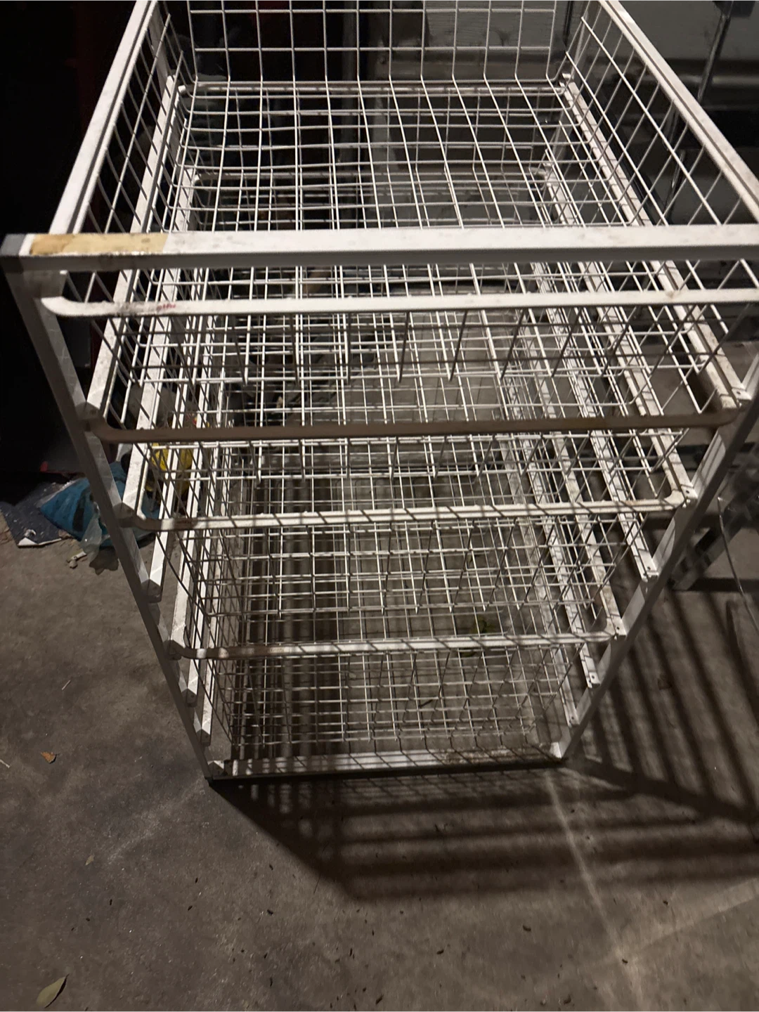 White storage rack needs cleaning