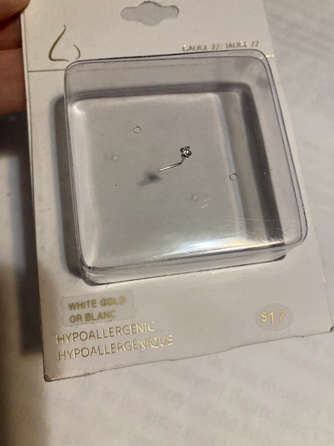 New OR 10kt Gold Nose Stud - White Gold image indicator(2)