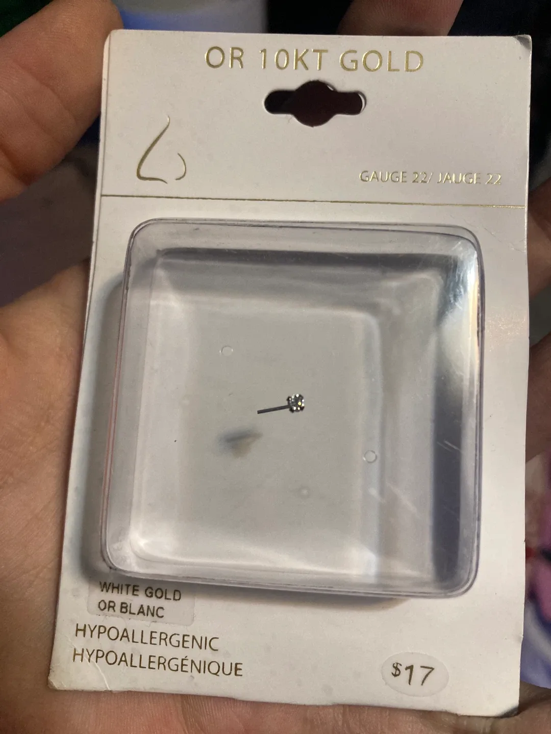 New OR 10kt Gold Nose Stud - White Gold image indicator(3)