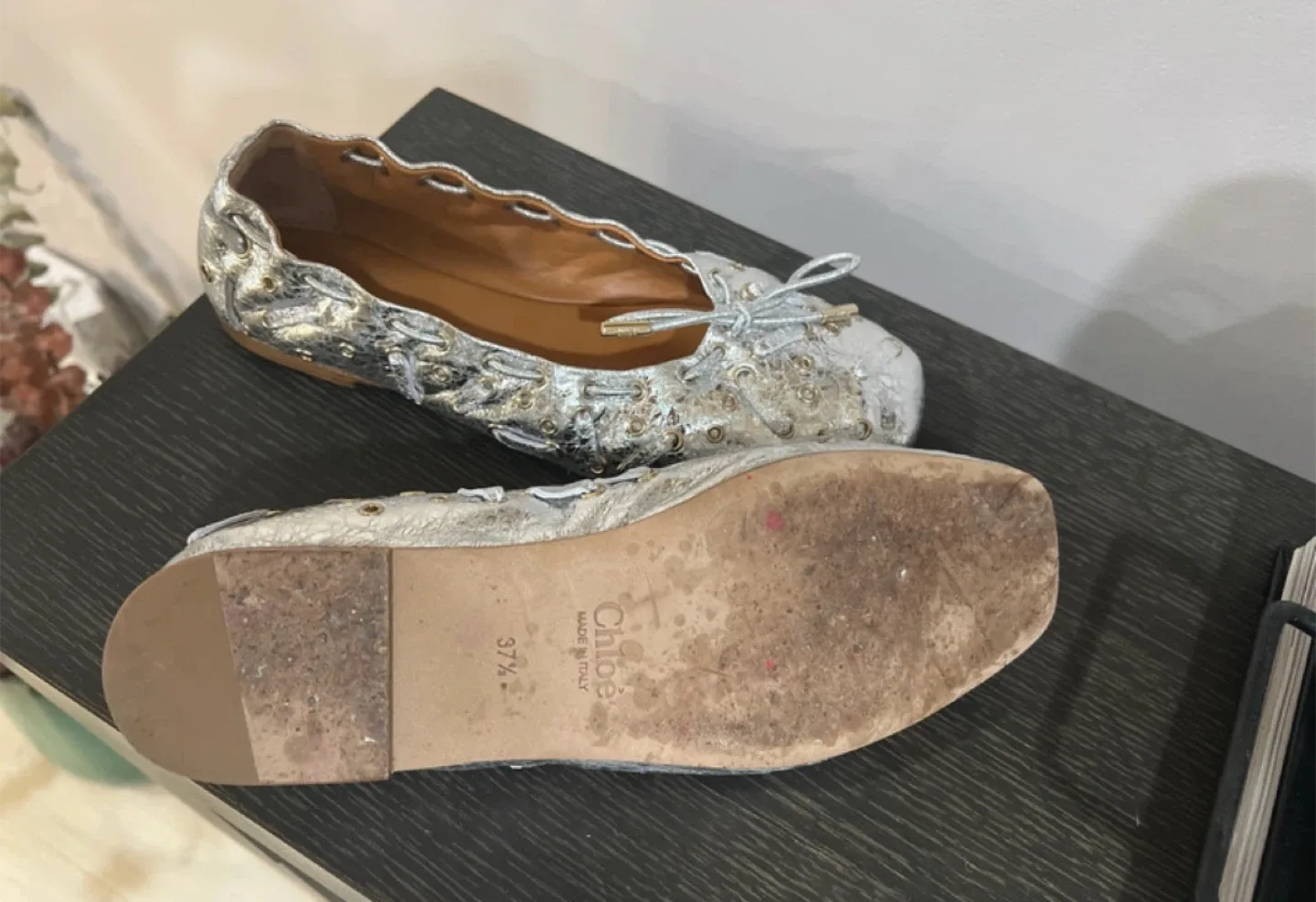 Chloé Silver Ballerinas Size 6.5 image indicator(4)