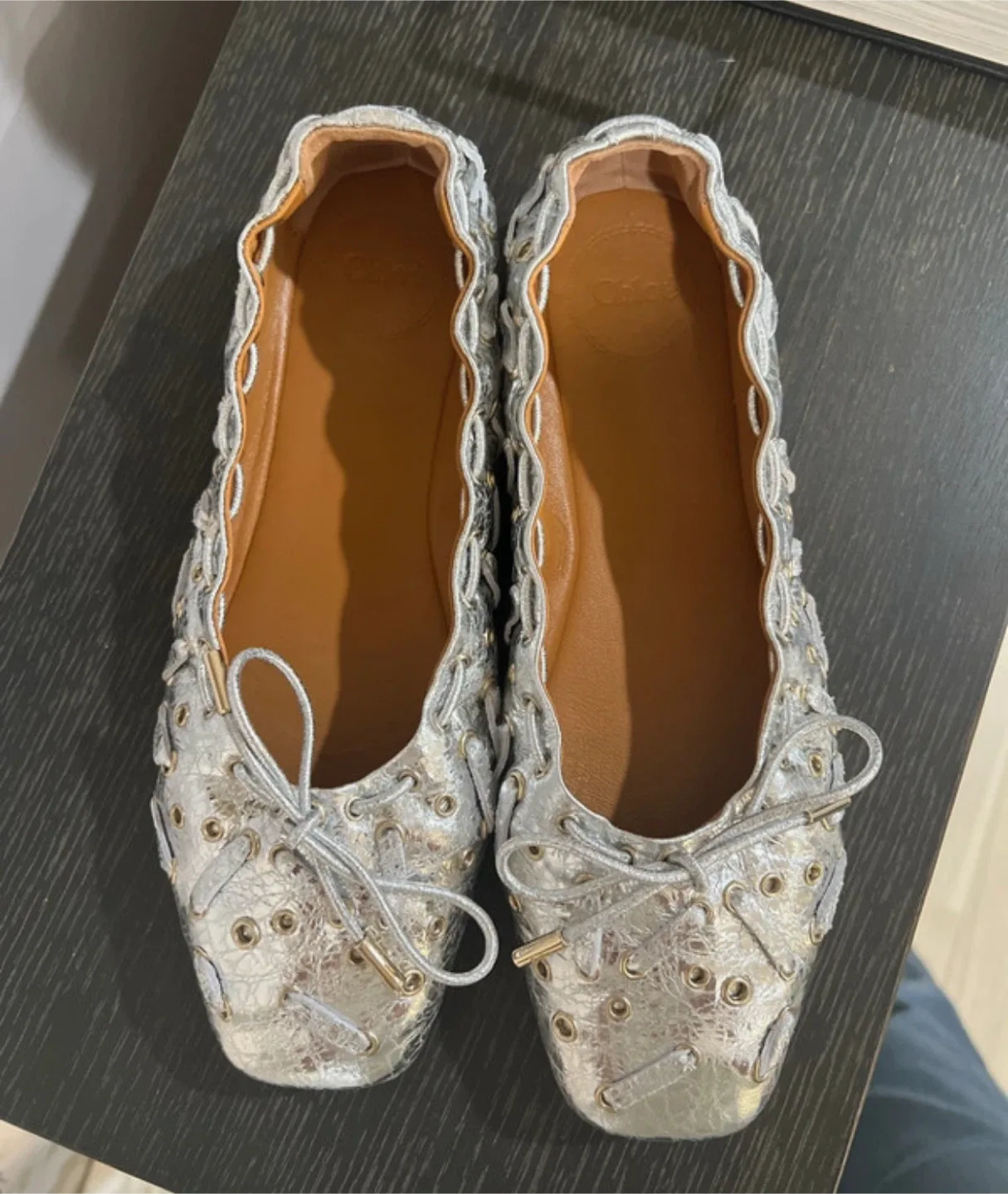 Chloé Silver Ballerinas Size 6.5 image indicator(3)