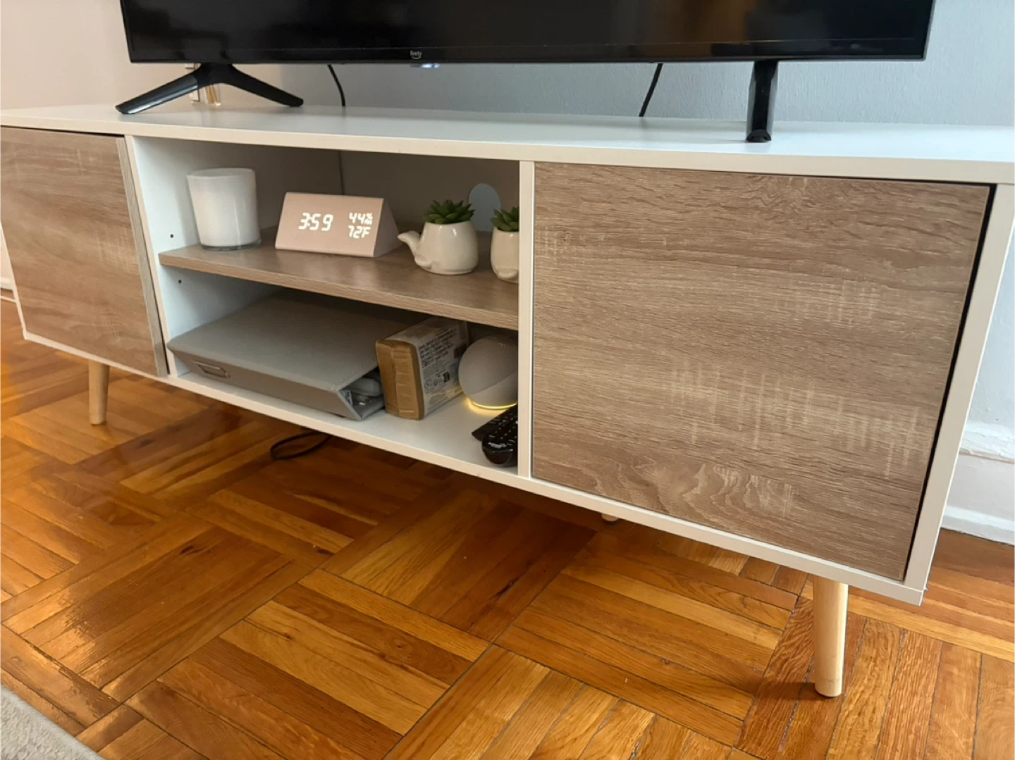 Mid-Century Modern White/Oak TV Stand - 53 inch - photo 2